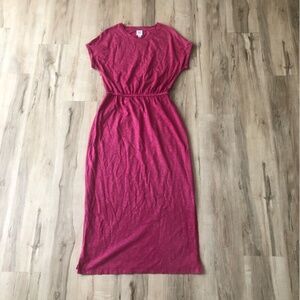 Casual Pink Maxi Dress with Dolman Sleeves